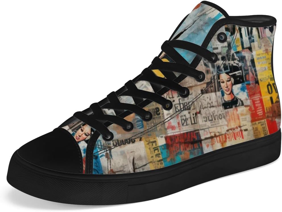 

Мужские и женские высокие кеды Graffiti из парусины, высокие кроссовки на шнуровке, повседневная обувь Chebing, желтый