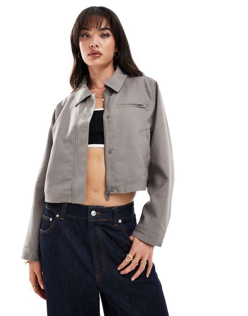 

ASOS DESIGN – Серо-бежевый жакет с воротником