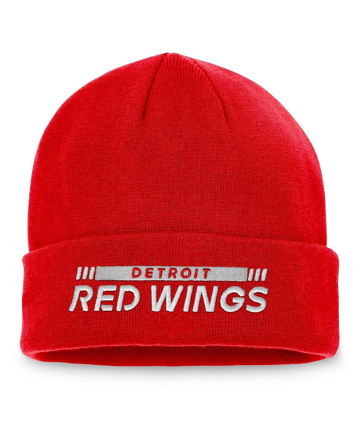 

Мужская фирменная красная вязаная шапка Detroit Red Wings Authentic Pro Rink с манжетами Fanatics
