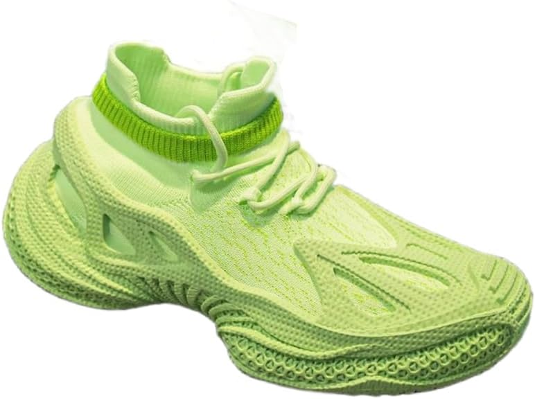 

Мужские дышащие вязаные спортивные кроссовки - всесезонные кроссовки с толстой подошвой и модным дизайном Hoalox, зеленый