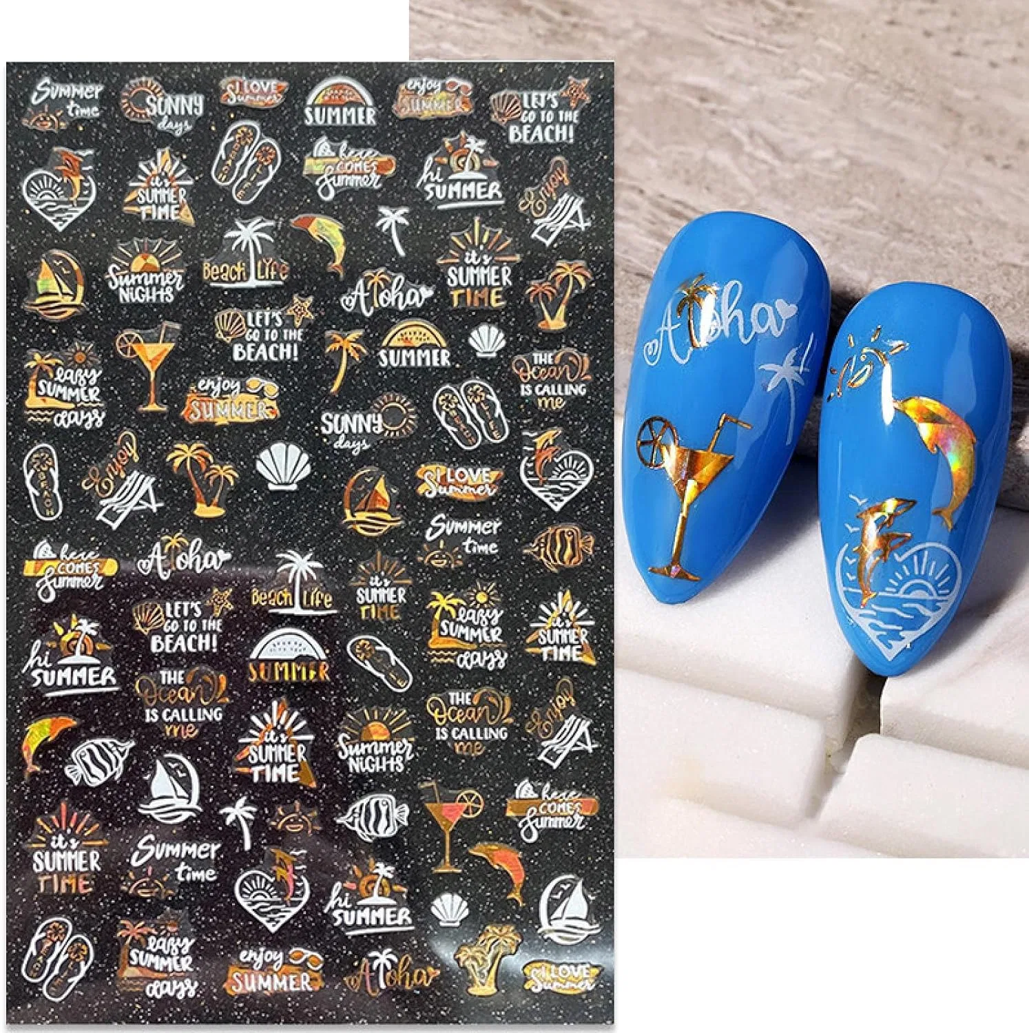 3D DIY наклейки для ногтей с лазерной голографией, весенне-летняя серия, узор 18 Mwbln