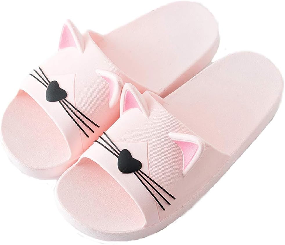 

JadeRich унисекс однотонные шлепанцы для душа с милым котиком, антискользящие тапочки для ванной, быстро сохнущие домашние тапочки, розовый