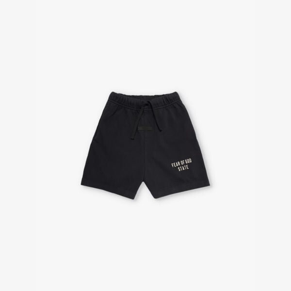 

Тяжелые футбольные шорты из хлопчатобумажного трикотажа с двумя накладными карманами для детей от 2 до 16 лет Fear Of God Essentials, черный