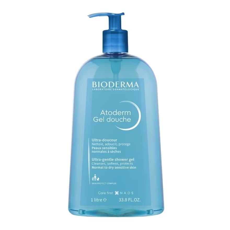 

Bioderma Атодерм гель для душа 1000мл. Нежный очищающий гель для нормальной и сухой кожи, light blue transparent