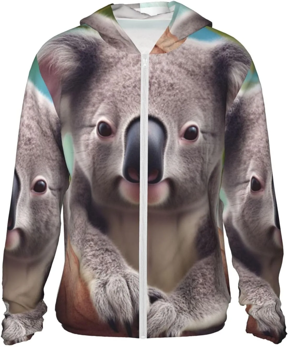 

Cute Koala Sun Protection Hoodie Jacket Full Zip UPF 50+ с длинными рукавами и карманом HJBNW