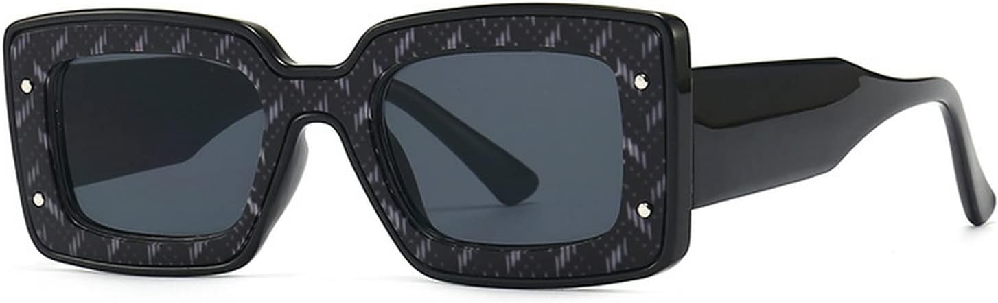 

Модные квадратные солнцезащитные очки для женщин и мужчин с декоративными заклепками, роскошные женские солнцезащитные очки UV400, очки с леопардовым принтом mincl, Black