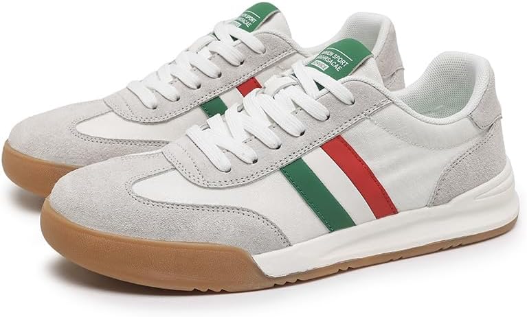 

Мужские модные кроссовки, повседневная обувь, ретро, замша и натуральная кожа, кеды для скейтборда, тенниса и прогулок Meixi Mobile, белый/зеленый