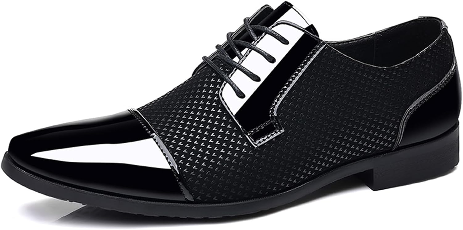 

Мужские оксфорды из лакированной кожи с шнуровкой, классический округлый носок, удобный низкий каблук, деловая обувь для работы в офисе на каждый день, большой размер Nejkg, черный