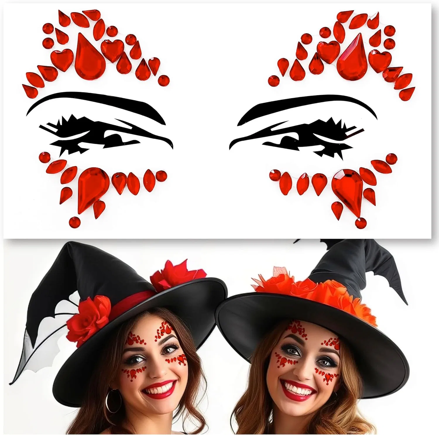 Наклейки для лица Face Gems самоклеящиеся, красные, 1 шт, бренд Facegem London