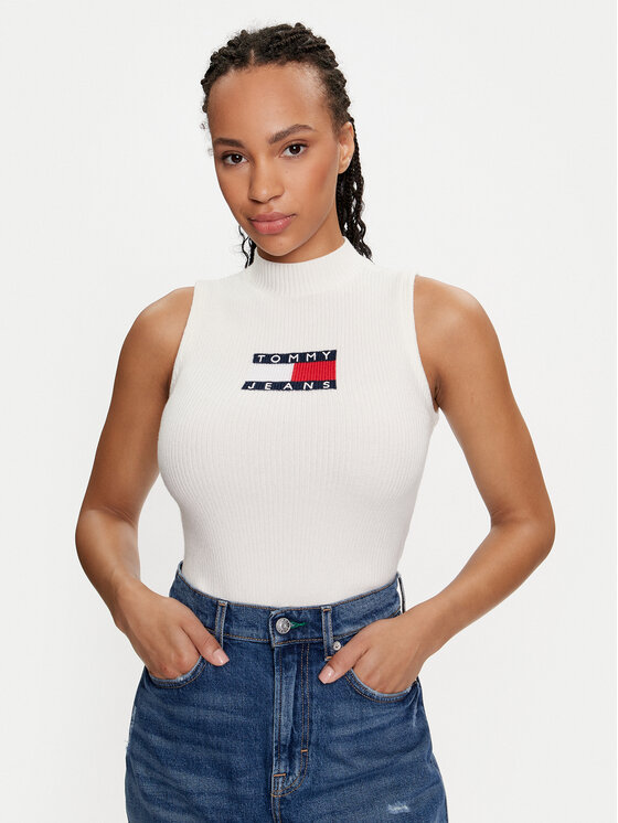 

Водолазка slim fit Center Flag DW0DW18527 Tommy Jeans, экрю