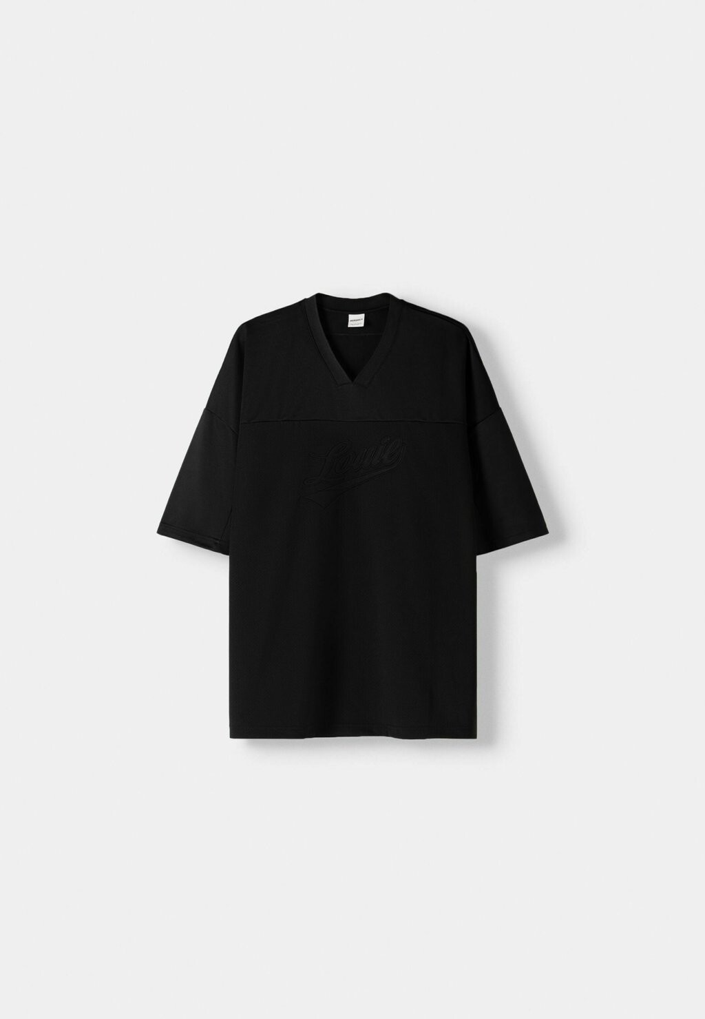 

Футболка с принтом EMBROIDERED Bershka, черный