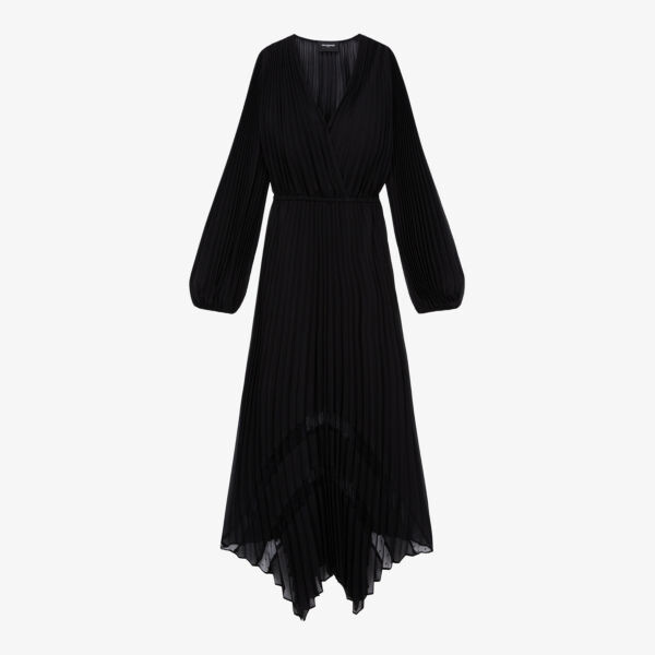 

Платье макси с кружевными вставками и складками The Kooples, черный