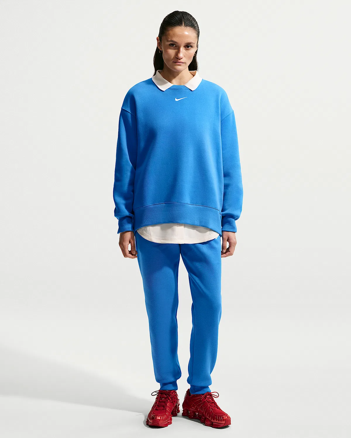Женский оверсайз свитшот с круглым вырезом Nike Sportswear Phoenix Fleece, Light Photo Blue/Sail — фото 4