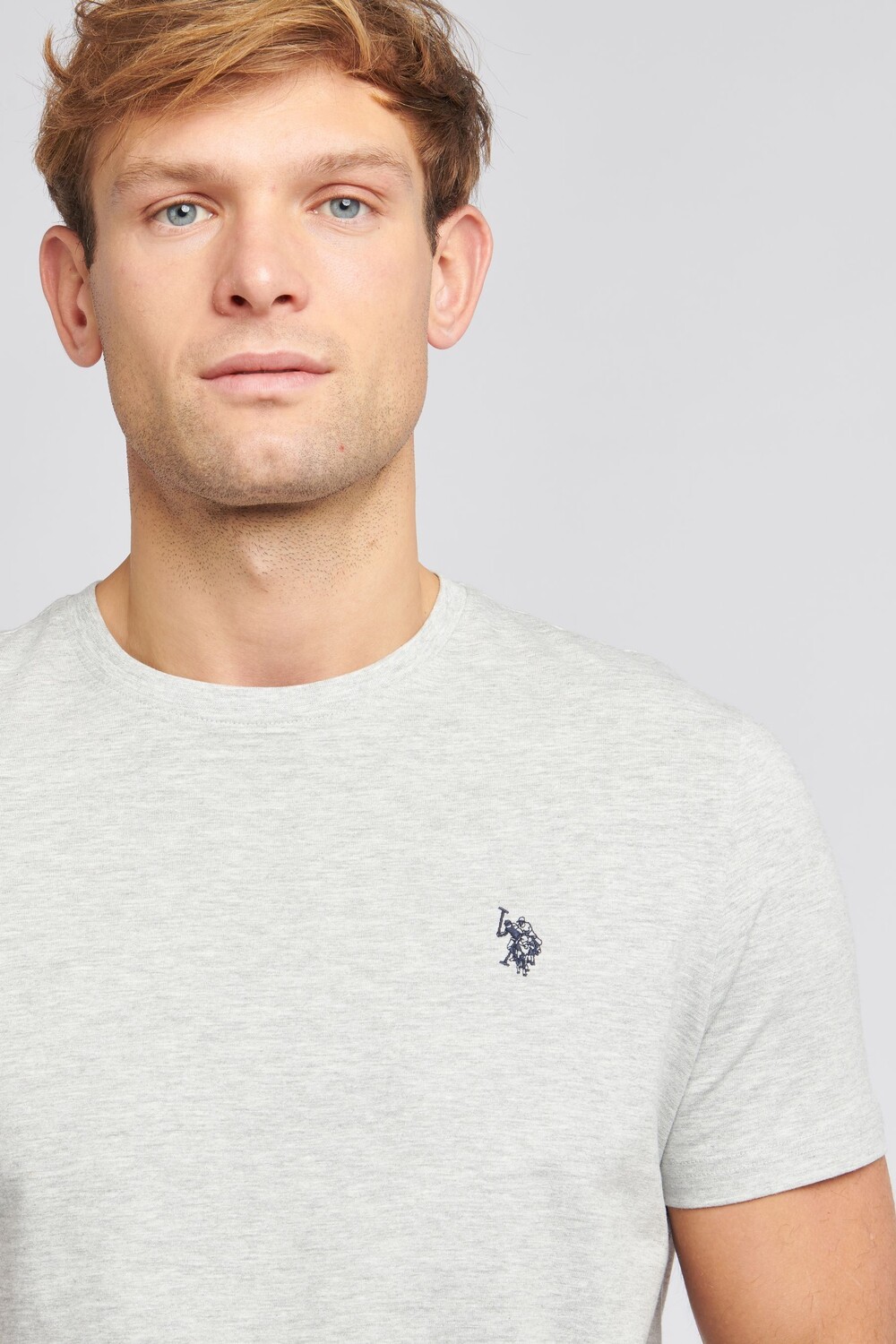 Мужская футболка стандартного кроя с двумя всадниками U.S. Polo Assn, серый — фото 2