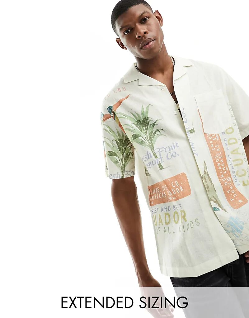 

Свободная рубашка ASOS DESIGN Revere с принтом птиц