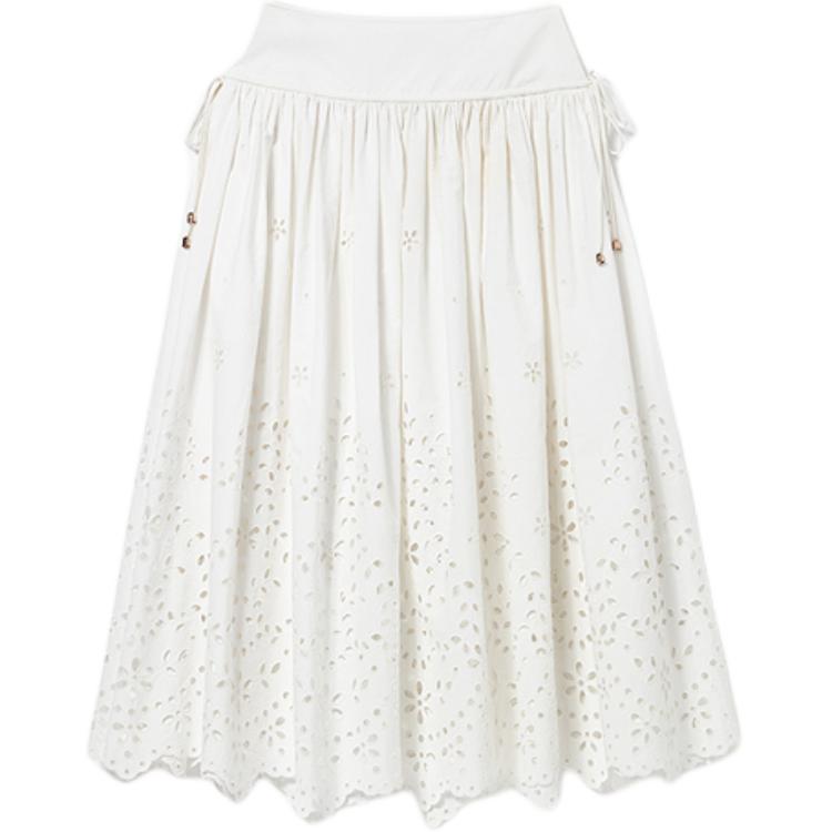 

Хлопковая вышитая миди-юбка Self portrait Self-portrait, белый