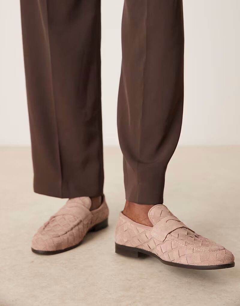

Плетёные мокасины ASOS DESIGN из розовой замши