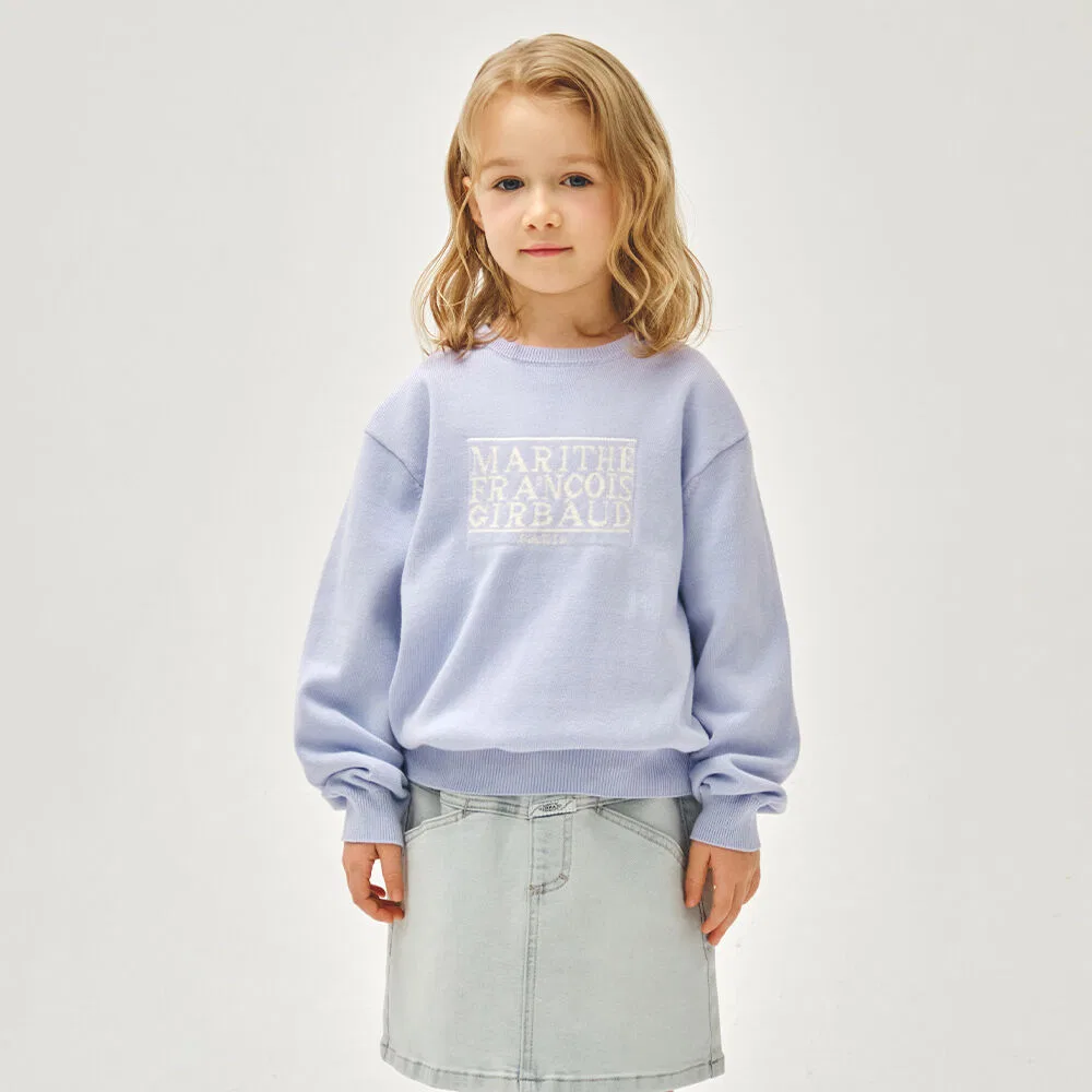 Детский вязаный пуловер Classic Logo светло-фиолетового цвета от Marithé Kids