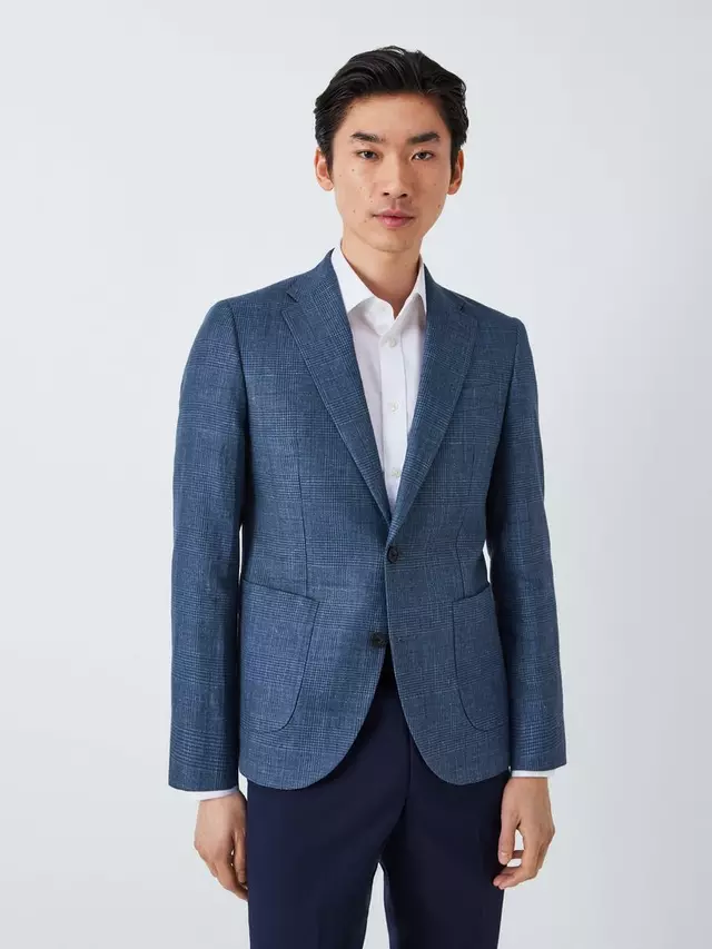 

Блейзер John Lewis Arundel Cotton Blend Check Regular Fit, цвет mid blue