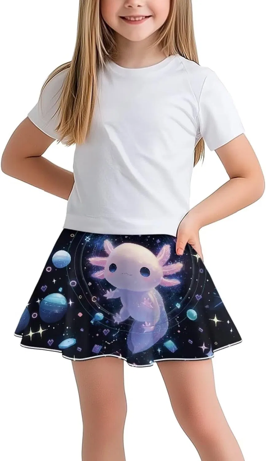 Юбка-шорты для девочек спортивная, Starry Sky Axolotl