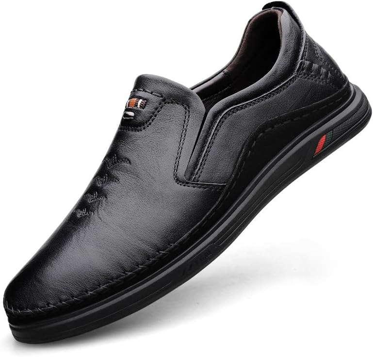 

Мужские стильные формальные слипоны с мягкой подошвой, повседневные кожаные туфли, модные и комфортные для ходьбы Meixi Mobile, черный