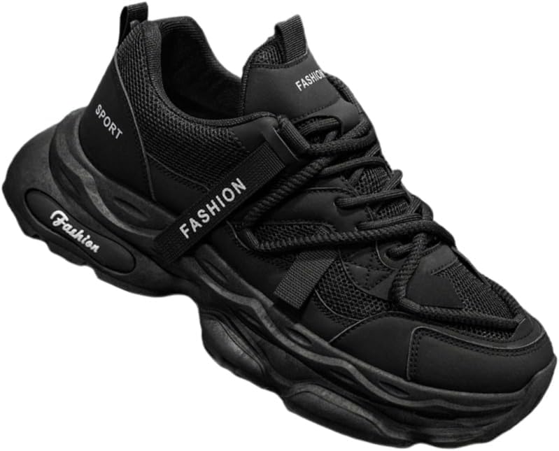 

Модные кроссовки с толстой подошвой для повседневной носки и бега. Дышащие и комфортные. Противоскользящие и прочные. Модные и универсальные Fmshi, черный