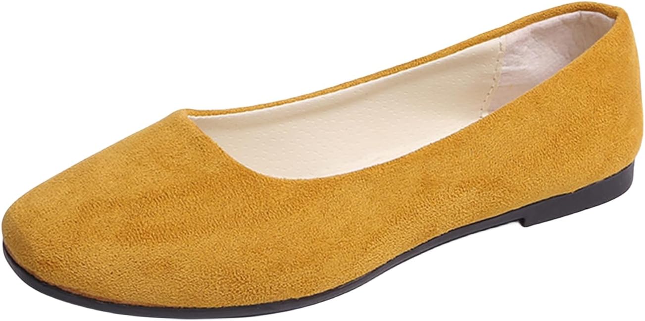 

Женские балетки с квадратным носком, повседневные легкие ходовые туфли, удобные офисные туфли на каждый день, балетки-слипоны, плоские нарядные замшевые лоферы нюдового цвета Movnebyro, желтый