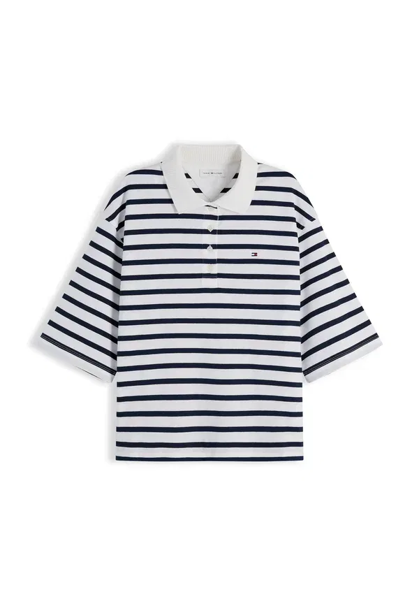 Футболка Tommy Hilfiger Interlock print, цвет экрю/темно-синий — фото 4