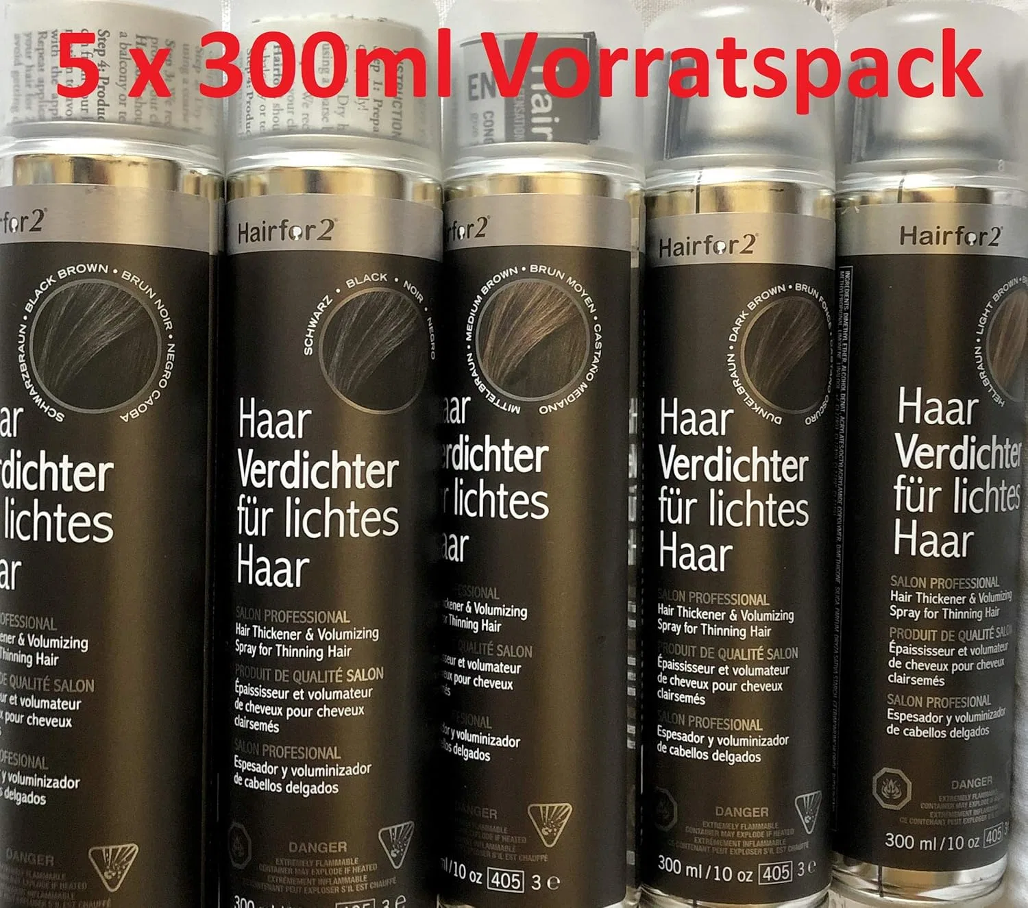 Спрей для утолщения волос HairFor2 300 мл, черный, 5 шт. Hairfor 2