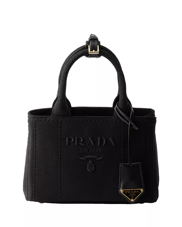 

Миниатюрная хлопковая холщовая сумочка Jardiniere Prada, черный