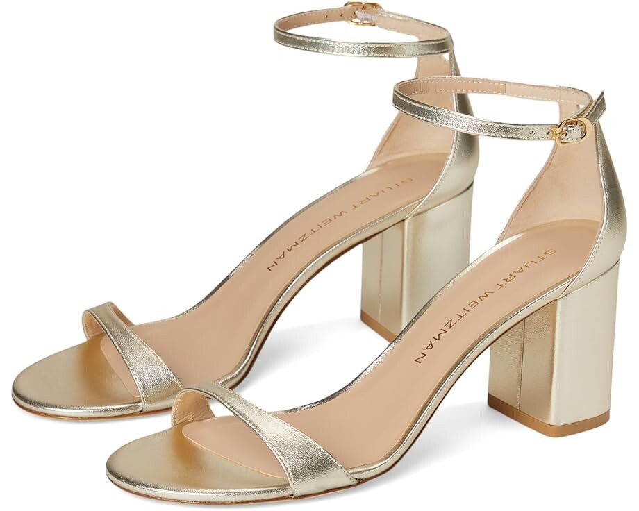 

Туфли Stuart Weitzman Nudist Block 75, цвет Light Gold