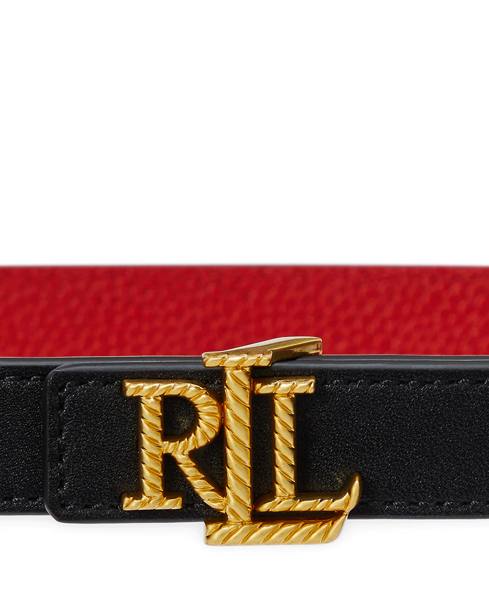 

Женский реверсивный кожаный пояс с логотипом Lauren Ralph Lauren, черный