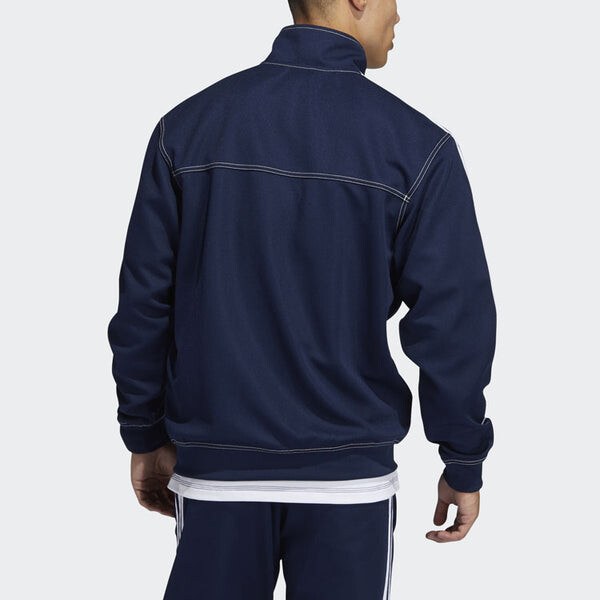 Куртка adidas originals Athletics Sports Stand Collar Jacket Navy Blue, синий — фото 4