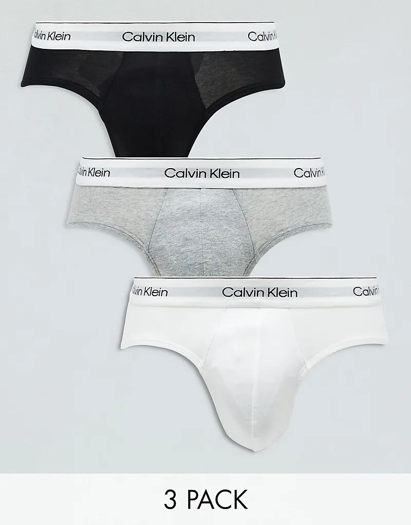 

Комплект из 3 трусиков-брифов Modern Cotton черного/серого/белого цвета Calvin Klein