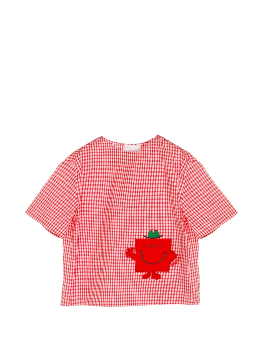 Хлопковая футболка в клетку Gucci Kids, красный