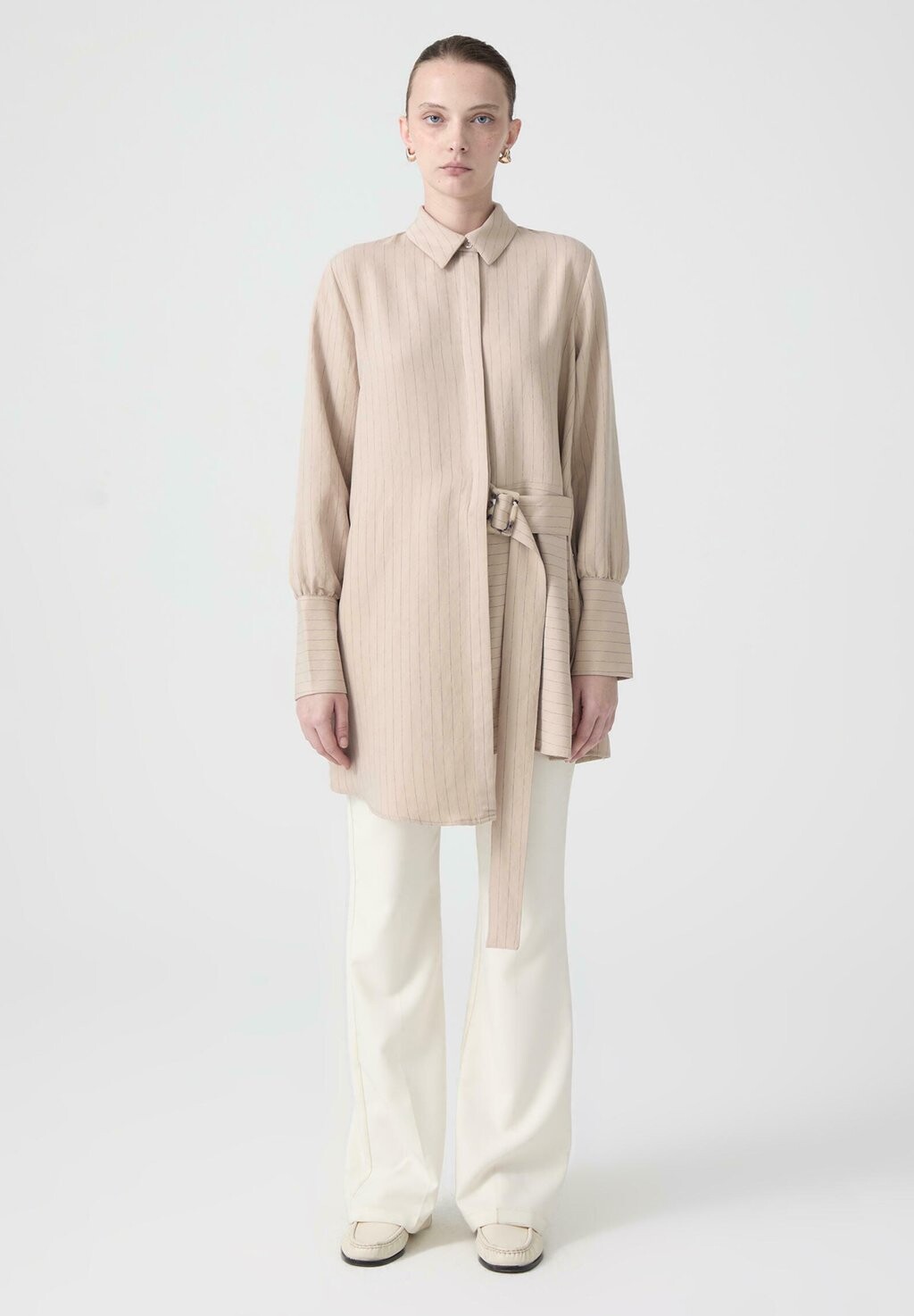 

Блузка на пуговицах STRIPED WITH BUCKLE Touché Privé, серый