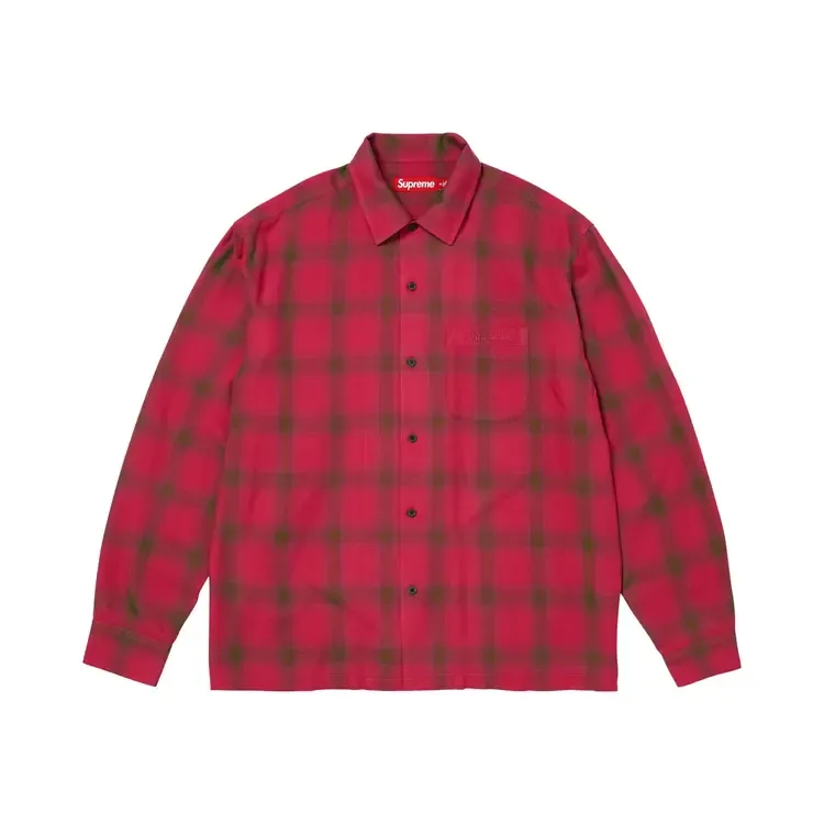 Рубашка Supreme Shadow Plaid Rayon Shirt цвета «малиновый»