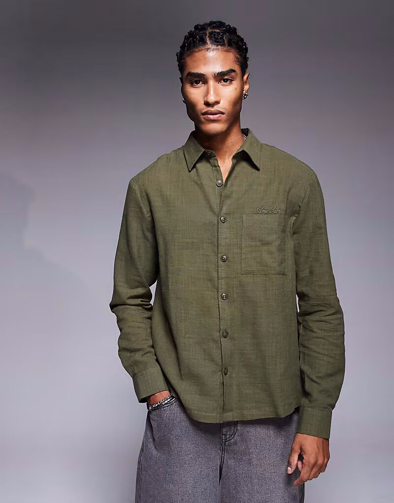

Рубашка River Island цвета хаки из льна