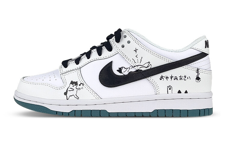 

Кроссовки Nike Dunk Skateboard Shoes Women's Low-Top White Black/Green