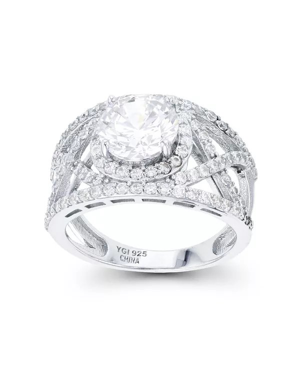 

Кольцо с кубическим цирконием крест-накрест Macy'S, silver