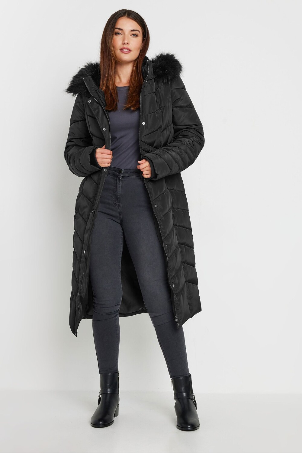 

Длинное стеганое пальто с шевронным узором Long Tall Sally, черный