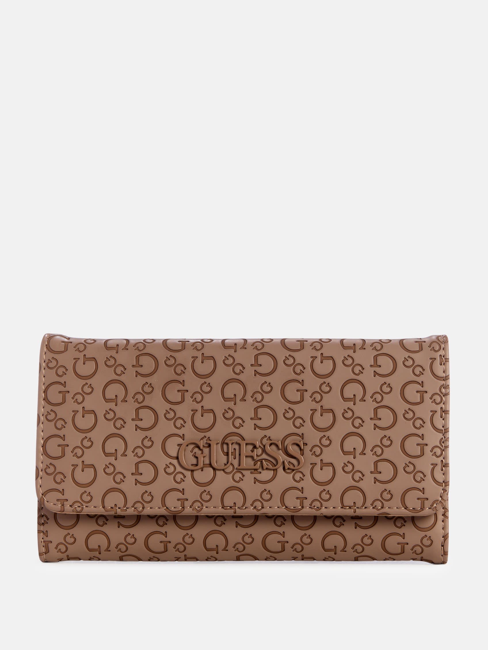 

Бумажник Bowie с тисненым лого, тонкий клатч Guess Factory, Latte