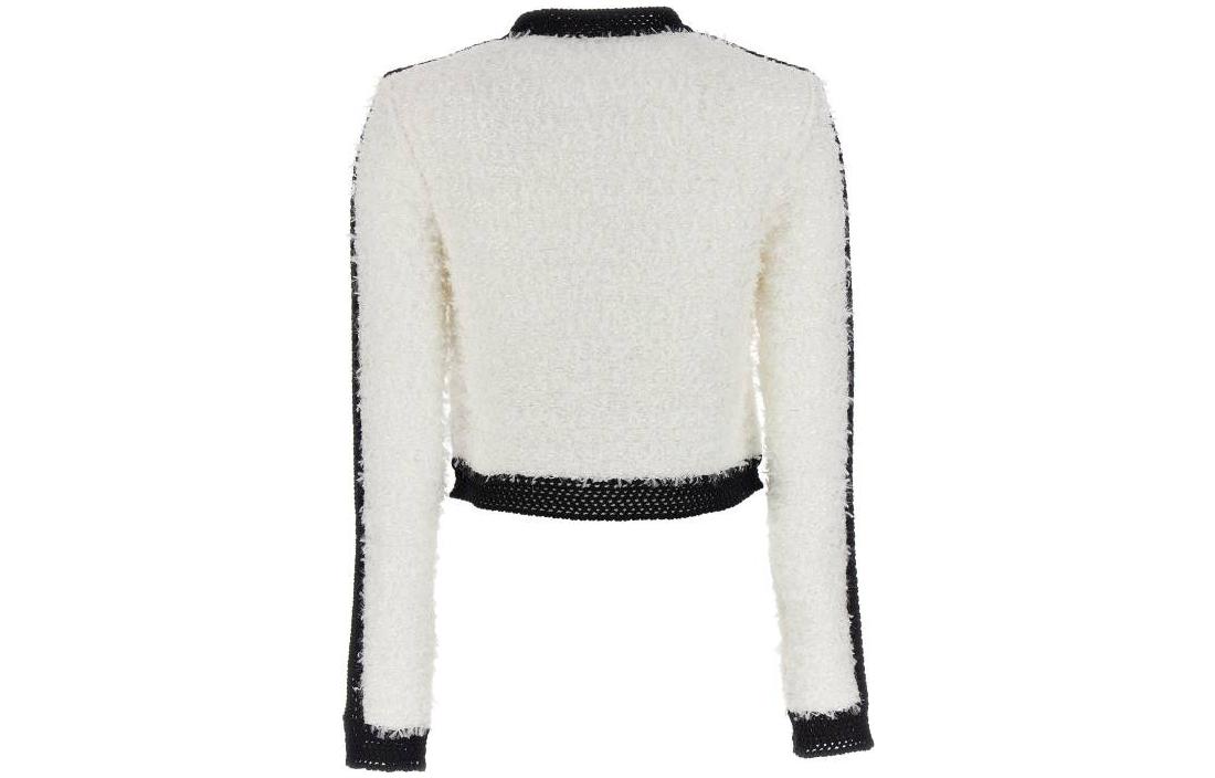 Приталенный укороченный твидовый жакет на пуговицах BALMAIN, белый — фото 4