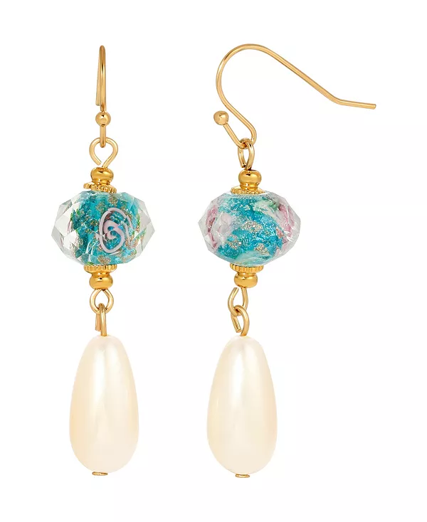 

Серьги-Подвески с хрустальными цветами и искусственным жемчугом 2028, blue