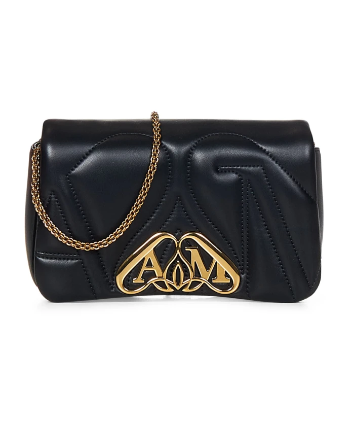 

Сумка на плечо из кожи ягненка с металлической застежкой Alexander Mcqueen, черный