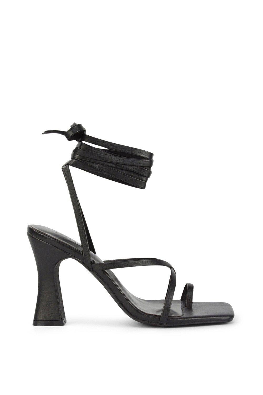 

Сандалии Dylan на высоком каблуке с квадратным носком и шнуровкой на блочном каблуке XY London, черный