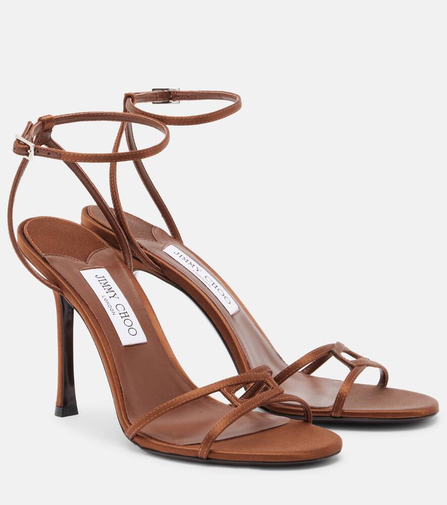 Сатиновые сандалии Leo 100 Jimmy Choo, Bronze