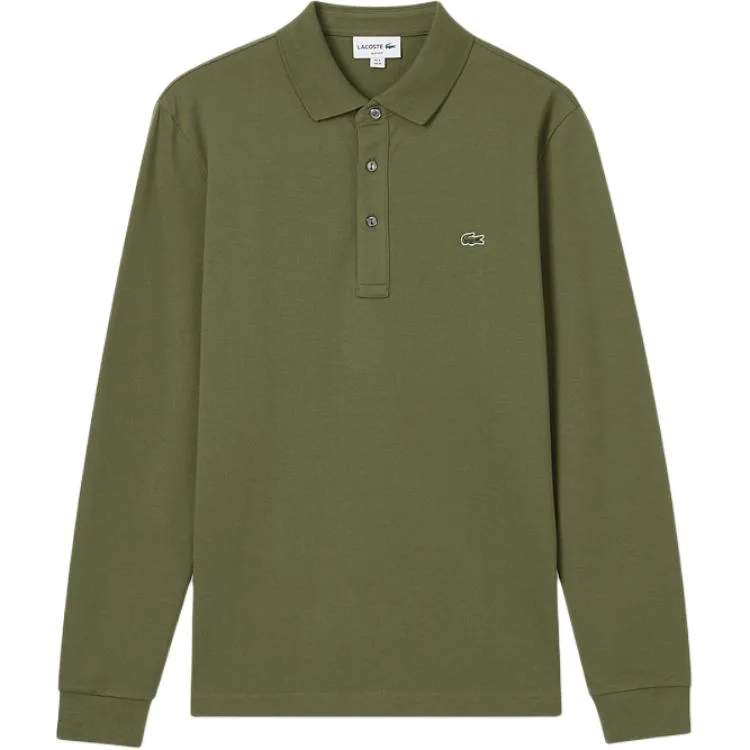 Футболка-поло мужская с воротником, умеренно прямой крой LACOSTE, e9f/оливковый