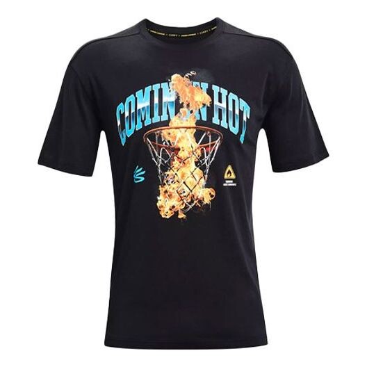 

Футболка men's curry cotton printing round neck short sleeve black Under Armour, черный