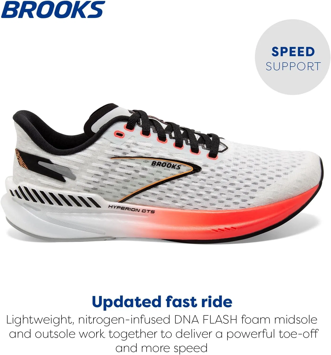 Мужские кроссовки Hyperion GTS Brooks, Blue Fiery Coral Orange — фото 2